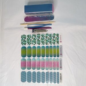 Jamberry Bundle 4 Half Sheets Nail Wraps with 6 Piece Manicure Tool Set